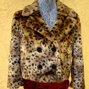 Luxury leopard print vegan fur coat